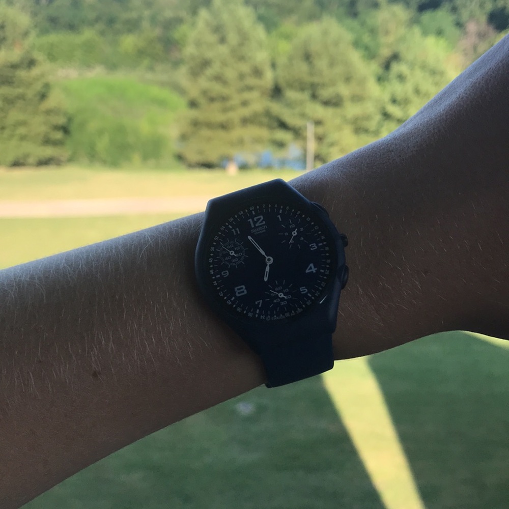 Swatch navy blue watch